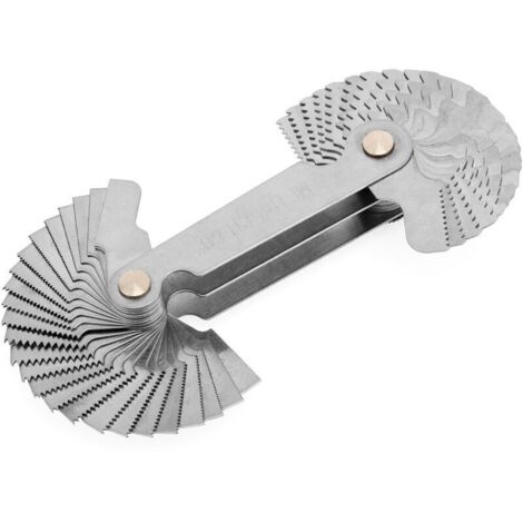 Jauge de filetage en acier inoxydable avec filetage métrique, outil de mesure, filetage Whitworth à 55 degrés et filetage métrique à 60 degrés (1/4)