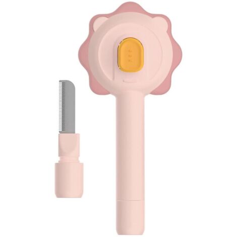 Brosse autonettoyante avec peigne démêlant intégré pour chiens et chats, élimine la perte de poils, brosse de toilettage pour chiens et chats de petite à moyenne taille (1/4)