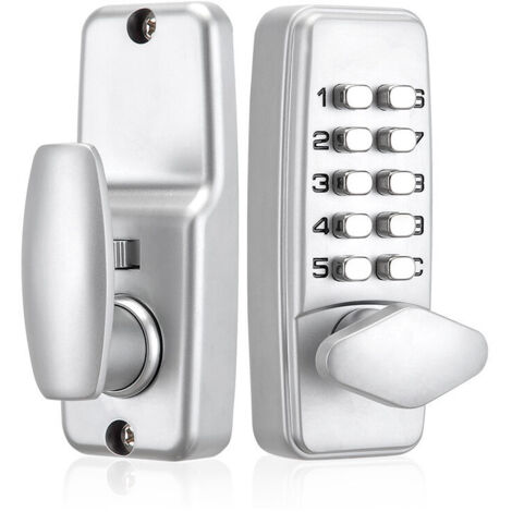 Verrou de porte à code numérique - Chromé - Étanche - Bouton de verrouillage à combinaison - Sans clé - Silver (1/4)