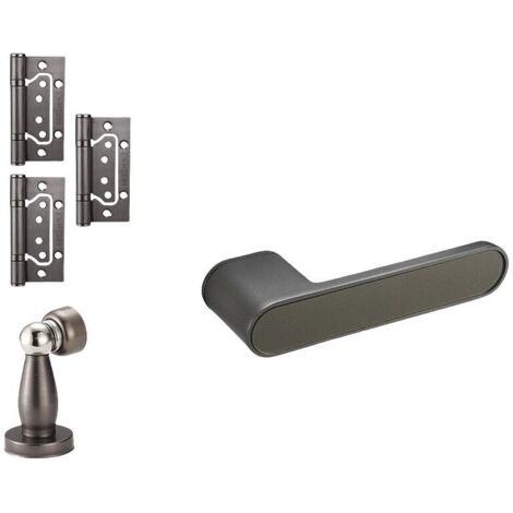 Poignée de porte intérieur, ensemble de poignées de porte D.50 mm, Aluminium, gris. (1/4)