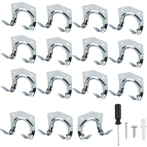 15 Pack Heavy Duty Multi Tool Hooks for Home & Garage Storage - Non Slip Wall Mount Double Hooks for Warehouse Garage Shed Garden Tools (1/4)