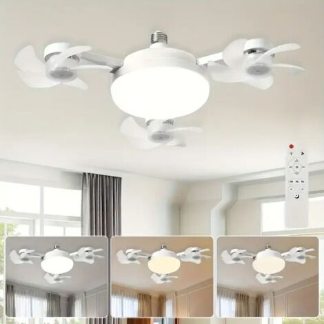 Plafonnier LED Smart - contrôle à distance, luminosité réglable et 3 vitesses, adapté pour la chambre, le salon, le bureau, la cuisine et la salle de bain(plafonnier à 3 têtes noir) (1/4)