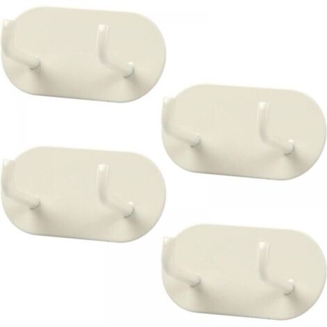 (Crème 4 pièces) Crochets muraux adhésifs, porte-serviettes salle de bain, crochet porte-serviettes en métal, crochet de salle de bain sans perçage pour salle de bain, chambre, cuisin (1/3)