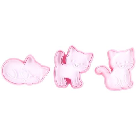 Ejoyous 3 Cookies Moule de Moule Cartoon Ensemble Accessoire de Pâtisserie en Forme de Chat, Matériau Sûr et Robuste, Utilisation Pratique et Pratique, Polyvalente, Conception Adorable, Facile à (1/4)