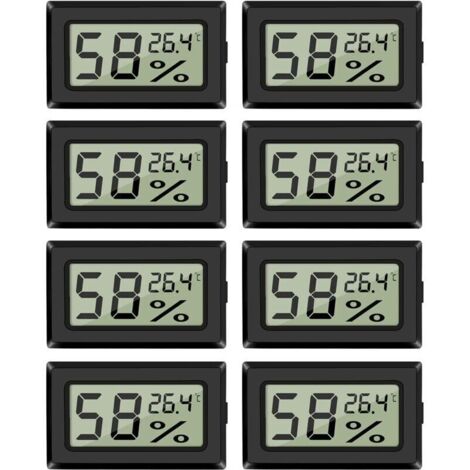 Lot de 8 mini-hygromètres et thermomètres, hygromètres numériques d'intérieur avec capteur de température pour serres, voitures, bureaux, Celsius (°C) (1/3)