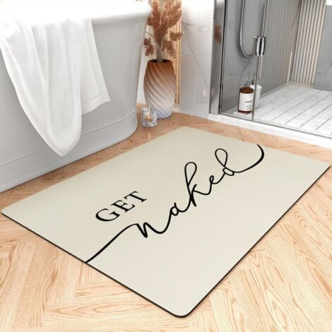 Tapis de bain super absorbant à séchage rapide pour salle de bain, antidérapant, avec envers en caoutchouc, ultra fin, pour salle de bain, 43,2 x 61 cm, beige (1/4)