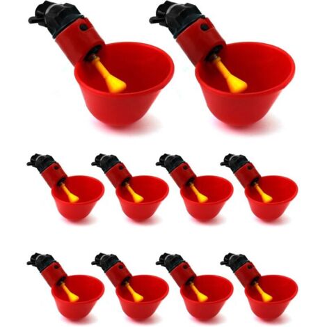 10 Pcs Abreuvoir Poules Automatique, Abreuvoir Volaille en Plastique pour Oiseau Caille Pigeon Poulet Poule (25mm, pour Seaux)