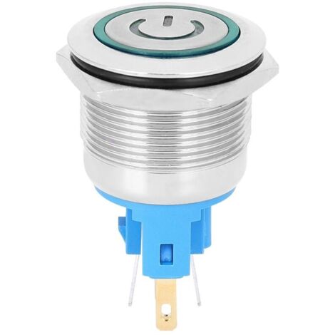 pièces DC3-6V 22mm 6 broches bouton poussoir interrupteur en acier inoxydable bouton de réinitialisation interrupteur avec SignGreen (1/4)