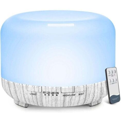 Diffuseur d'huiles essentielles, 500 ml, imitation bois, pour grandes pièces, brume fraîche, aromathérapie (imitation bois blanc) (1/4)
