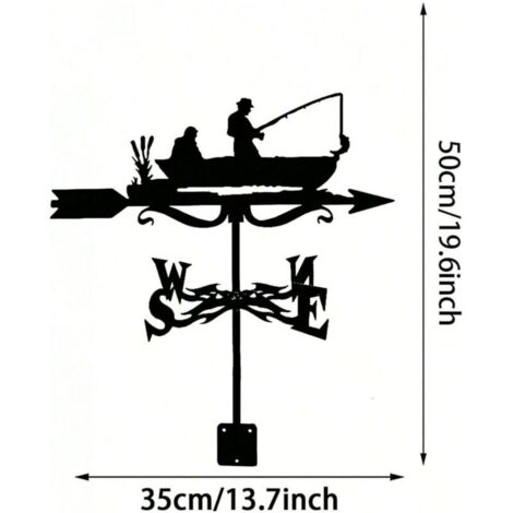 Girouette de pêcheur en fer forgé, décoration de jardin, cour, extérieur, indicateur de direction du vent, kit pour pelouse extérieure (1/4)