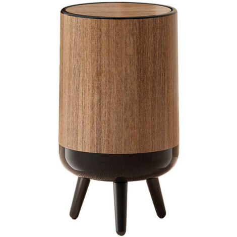 Poubelle à Couvercle Oscillant 12L Effet Bois en Plastique PP Épais - Design Luxueux Élégant, Polyvalente pour Cuisine et Salon, Intérieure Anti-Odeurs- (1/4)