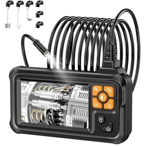 Endoscope numérique industriel HD 1080p, caméra d'inspection endoscopique IPS 4,3 pouces avec guide-fil portable étanche IP67, 8 LED et câble semi-rigide (1/4)
