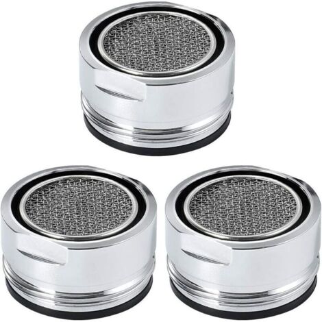 Lot de 3 pièces d'aérateur de robinet, filtre de robinet d'évier, crépine d'évier en acier inoxydable pour pièces de rechange de robinet de salle de bain de cuisine - Argent (diamètre (1/4)