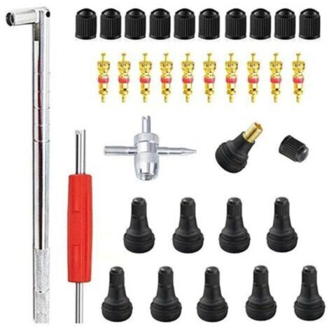 23Pcs Demonte Valve Pneu Outil Remover pour Voiture Remplacement, Valve Core 10pcs, 4-1 Outil de Réparation - Tire Repair Kit (1/4)