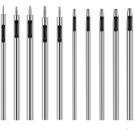 Perforateur Cuir 10 Pièces Emporte Pièce à Frapper Pointeau a Frapper Emporte Piece Cuir Papier Joint Moteur Creux Trou Poinçon Creux en Acier Rond Set Poinçon Creux En Cuir,argent, (1/4)