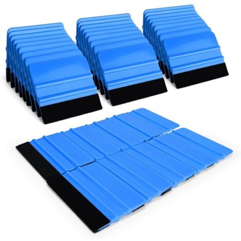 50pcs raclette en vinyle en vrac raclette de bord en feutre 4 pouces grattoir en vinyle de voiture applicateur de décalcomanie outil de teinte de fenêtre avec bord en feutre de tissu noir-bleu (1/4)