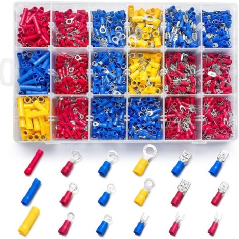1200PCS Electrical Connector Kit-Automotive Insulated CrimpTerminals Connectors for Wiring Mixed Ring Fork Spade Butt Connector Set (1/4)