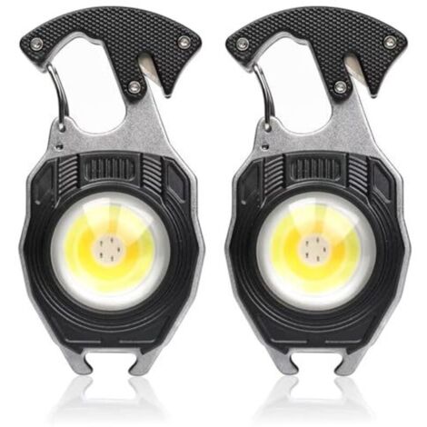 Lampe torche multifonction avec mousqueton, 2 pièces, porte-clés en épi de maïs, lampe de travail, 7 modes d'éclairage, 1600 lumens, lampe torche rechargeable, mini lampe torche, ouvr (1/4)