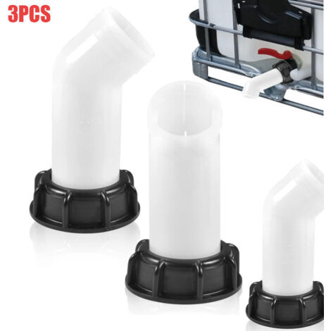 3pcs Bec de Vidange avec Ecrou IBC 1000L 60mm Buse de Réservoir d'eau Raccord de Vanne Extension Buse de Tuyau Adaptateur IBC Réservoir d'eau Bec de Robinet A (1/4)