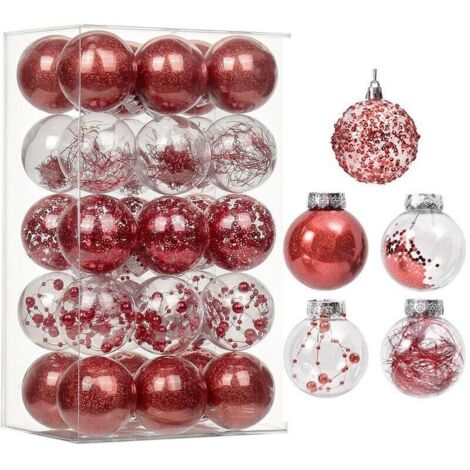 30Pcs Boules de Noël 6cm Décoration Arbre Noël Boule de Noël en Plastique Ornement Suspension Décorative Scintillante pour Noël (1/4)