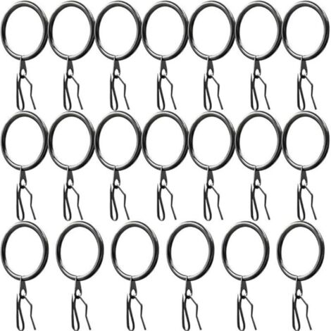 20 Pièces Curtain Rings,Anneaux de Rideaux Métal und Crochet Rideau Metal,Rideau de Porte,Rideaux de Douche(Noir) (1/4)