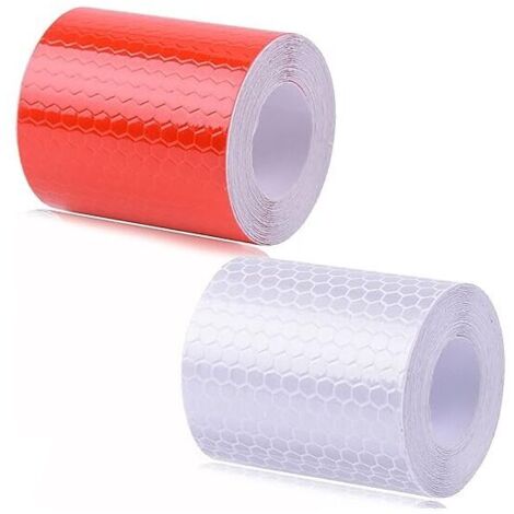 2 Rouleaux Ruban réfléchissant, Bande Reflechissante Autocollante, Rouge et Argent, Reflective Tape pour Voiture/Moto/vélo/Nuit (5 mm x 1 m) (1/4)