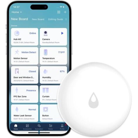 Capteur Inondations, NÉCESSITE HUB, Détecteur d'Inondations sans Fil pour Système d'Alarme et Domotique Intelligente, Alarme de Capteur d'eau pour Cuisine Salle de Bain sous-Sol (1/4)