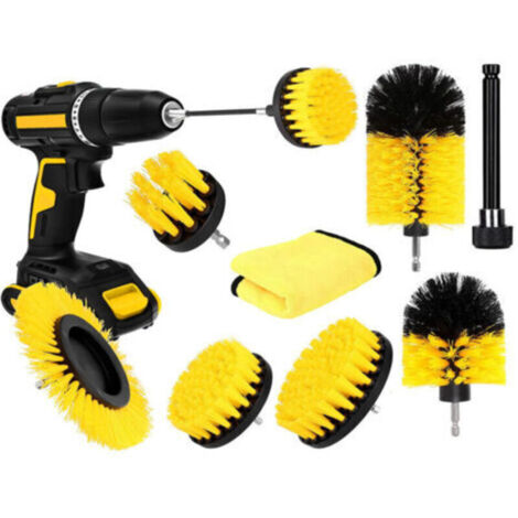 8 Pièces brosse de nettoyage electrique salle de bain Brosse de Nettoyage Brosse de Jante Voiture Brosse Nettoyage Perceuse lectrique Nettoyage de Roue (1/4)