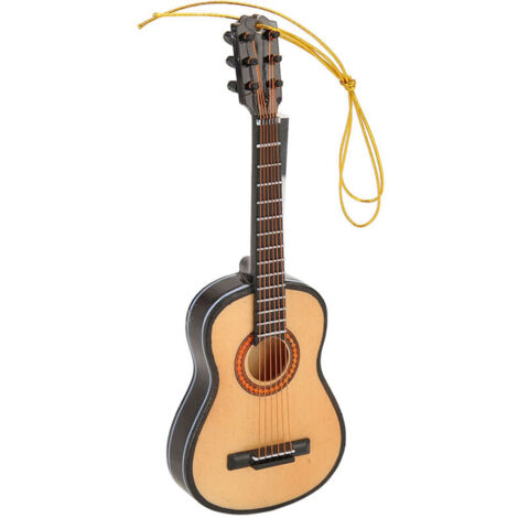 Modèle de guitare décoratif réaliste, ornement de guitare Miniature en bois pour arbre de nol, salon d'étude (1/4)