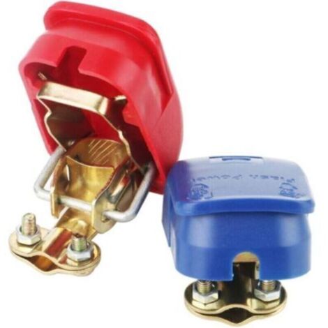 Lot de 2 cosses de batterie à dégagement rapide, connecteurs de pince de batterie 12 V à dégagement rapide, coupe-batterie pour bateau/camion/voiture/fourgonnette, rouge et noir (1/4)