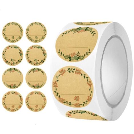 500 Pièces (brun-1) Gomettes Autocollantes,Etiquettes Autocollantes Bocaux,Étiquettes Auto-adhésives Kraft pour pots d'épices et de Confiture Étiquett