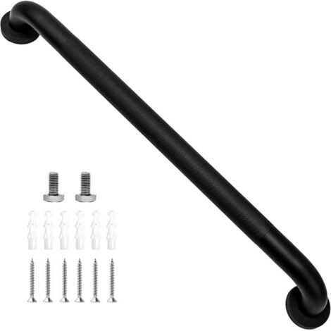 Barre d'appui pour salle de bain, barre d'appui de sécurité pour personnes âgées, barre d'appui pour baignoire, 60 cm, noire (1/4)
