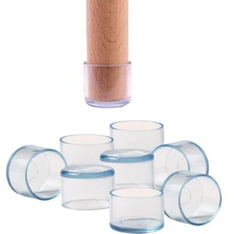 Casquettes en Silicone pour Chaises et Meubles - 16 Pièces - pour Jambes en Bois, et Tables - Anti-Rayures et Antibruit - 20 mm - Transparent
