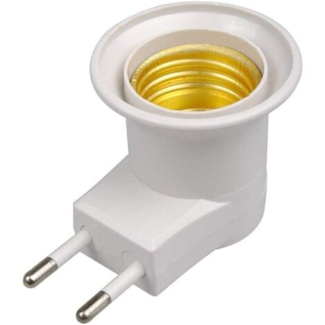 E27 Homme Prise de Type EU Plug Adapter Converter pour Support d'ampoule avec Le Bouton on/Off (blanc) (1/4)