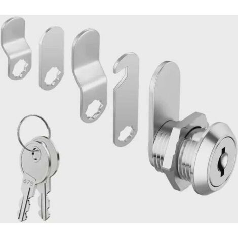 Cylindre 16 mm Serrure de Sécurité pour Boîte Aux Lettres avec 5 Plaques de Serrure Différentes et 2 Clés, Serrure de Came D'armoire, Casier