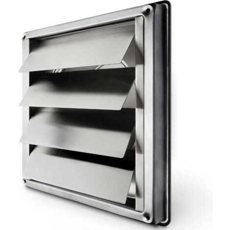 Grille Ventilation 150 mm Automatique Grille de Hotte Résistant aux Intempéries/Mesure carrée 184x184mm / Aeration Inox (1/4)