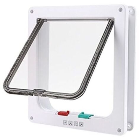Chatière Porte à 4 Positions Cat Mate Grande Blanc Porte Verrouillable pour Chat ou Chien Facile à Installer(23cmx 25cmx 5.5cm) (1/4)