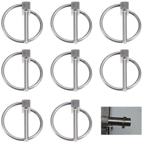Assortiment de 8 goupilles fendues pliantes, goupilles de verrouillage en acier inoxydable de 3 mm, goupilles de verrouillage, goupilles d'ancrage, boulons de verrouillage, goupilles fendues annulaire (1/4)