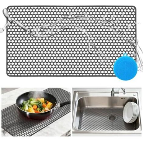 Tapis d'évier en silicone pour la cuisine, 72 x 40 cm, découpable, protège-évier, tapis d'égouttage, tapis multifonctionnel (1/4)
