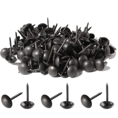 200 pièces punaises de rembourrage noires punaises en métal antiques épingles de rembourrage à tête ronde pour meubles rembourrés panneau de liège bricolage 7 x 13 mm (1/4)