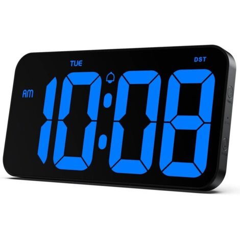 Horloge murale numérique avec d'énormes chiffres clairs de 4 pouces, prise en charge du format d'heure militaire/standard, gradation automatique, DST, horloge murale silencieuse (1/4)