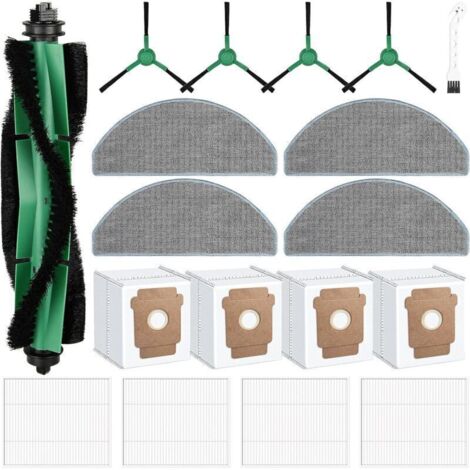 18 Accessoires pour Aspirateur Irobot Roomba Combo 2 Essential/iRobot Roomba 105 Combo, 1 Brosse à Rouleau, 4 Filtres, 4 Serpillères, 4 brosses latérales, 4 sacs à poussière, 1 Brosse de Nettoyage (1/4)