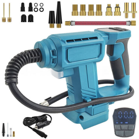 Compresseur de batterie compatible avec batterie Makita 18 V, compresseur d'air sans fil, adaptateur d'alimentation de voiture 12 V, 0-120 psi, pompe à air portable pour moto, vélo, voiture (1/4)