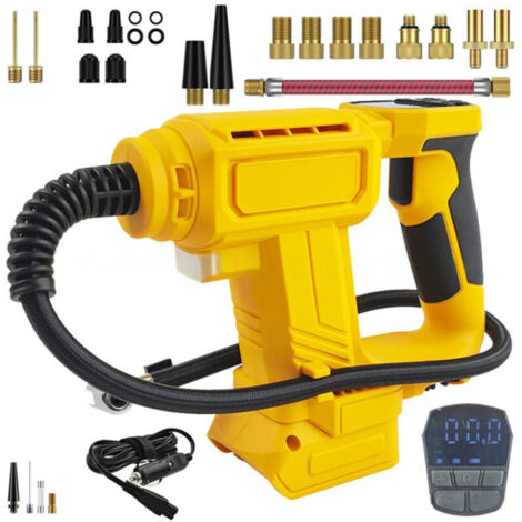 Compresseur de batterie compatible avec batterie Dewalt 18 V/20 V MAX, compresseur d'air sans fil, mini pompe à air portable de 0 à 120 PSI avec lumière LED pour moto, vélo, voiture, ballon (1/4)