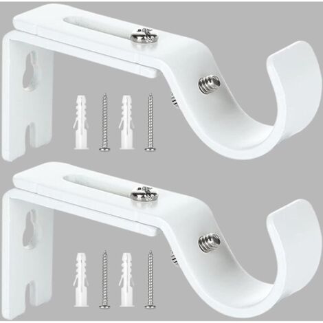Support de Tringle à Rideau Réglable,2 Pcs Supports Murale Réglables,Support pour Tringle à Rideau,Compatible avec les tringles à rideau d'un diamètre maximal de 20mm-25mm(Blanc) (1/4)