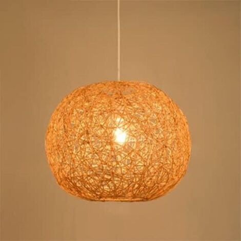 Suspension en Rotin Naturel Lustre Tissé À La Main Îlot De Cuisine Lampe Suspendue Ferme DropLights Café Librairie Couloir Luminaire (1/4)