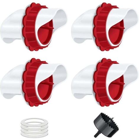 Mangeoire Poules 4 Ports, Mangeoire Poule Automatique, DIY Mangeoire à volaille Gravité Kit pour Seaux Tonneaux Bacs (1/4)