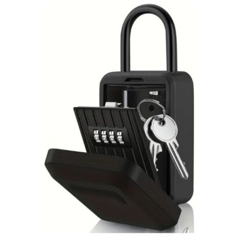 Boite à Clé Sécurisée Montage Mural Boite a Clef avec Code Numérique à 4 Chiffres, Extra Grande Lock Box Coffre - Noir (1/4)
