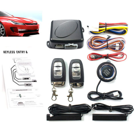 Système de sécurité d'alarme de Voiture, allumage Universel de Moteur de système d'alarme de Voiture, démarreur à Distance de Bouton Poussoir d'entrée sans clé (1/4)