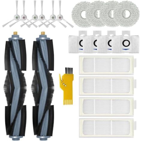 Kit d'accessoires pour aspirateur robot ECOVACS DEEBOT T20 OMNI T20e Omni Pièces de rechange 20 paquets 2 brosses roulantes, 4 filtres, 6 brosses latérales, 4 serpillières, 4 sacs à poussière (1/4)